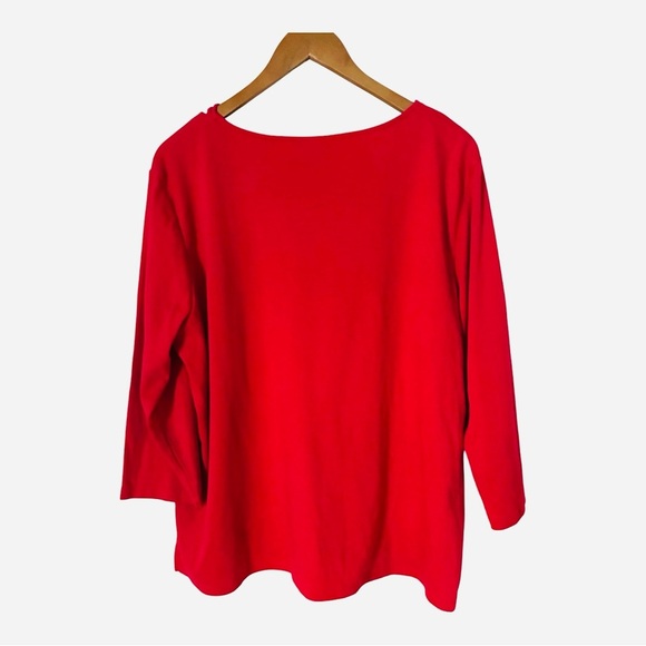 Alfred Dunner Red Bon Voyage Embroidered 3/4 Sleeve Top XL - Picture 7 of 8